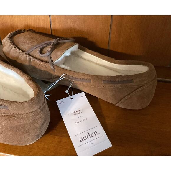 NWT Auden Size 10 Suede Slippers with Faux Fur Lining - Picture 4 of 4